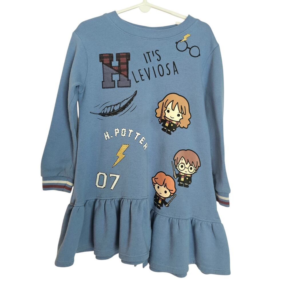 Girls Harry Potter Blue Dress with Patches & Graphics